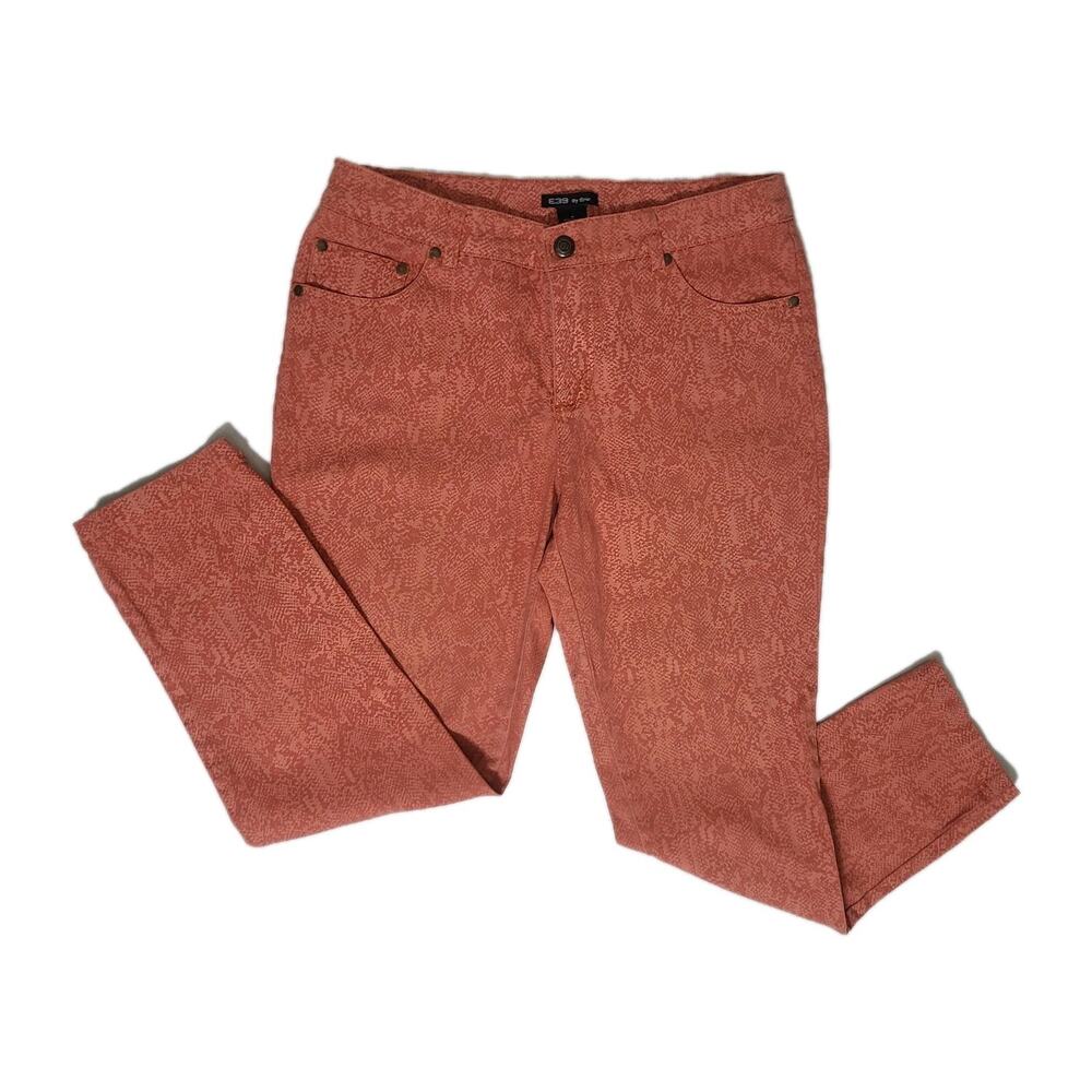 E39 by Eric Size 6 Rust Orange Printed Stretch Pants Women’s Slim Ankle Casual